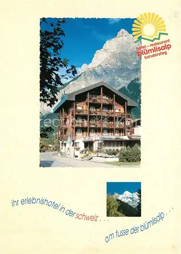 AK / Ansichtskarte Kandersteg_BE Hotel Restaurant Bluemlisalp Kandersteg_BE