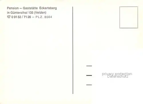 AK / Ansichtskarte Guentersthal_Mittelfranken Pension Gaststaette Eckartsberg Guentersthal_Mittelfranken