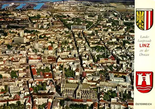 AK / Ansichtskarte Linz_Donau Fliegeraufnahme Hafengelaende Linz_Donau