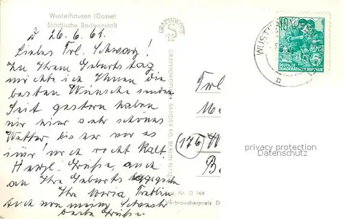 AK / Ansichtskarte Wusterhausen_Dosse Staedt Badeanstalt Wusterhausen_Dosse