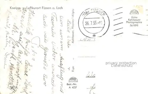 AK / Ansichtskarte Fuessen_Allgaeu Partie am Lech Fuessen Allgaeu