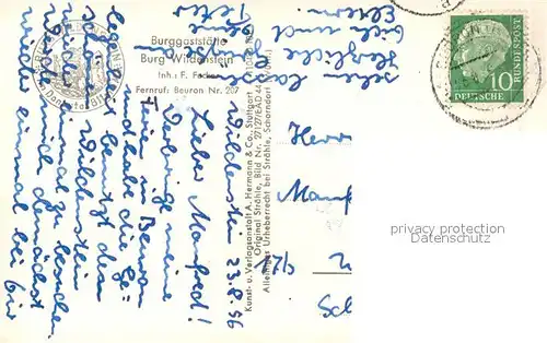 AK / Ansichtskarte Beuron_Donautal Burggaststaette Burg Wildenstein Fliegeraufnahme Beuron Donautal