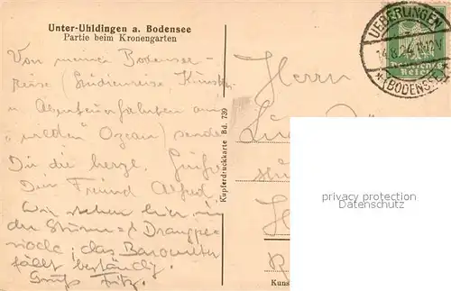 AK / Ansichtskarte Unteruhldingen Bodensee Partie beim Kronengarten Unteruhldingen