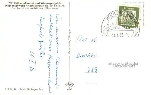 AK / Ansichtskarte Hoechenschwand Winterpanorama Hoechenschwand