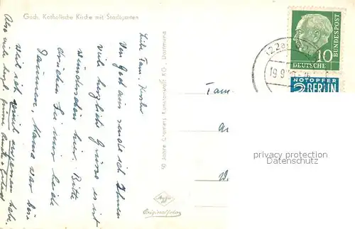AK / Ansichtskarte Goch Kath Kirche mit Stadtgarten Goch