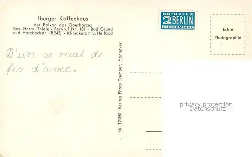 AK / Ansichtskarte Bad_Grund Iberger Kaffeehaus Bad_Grund