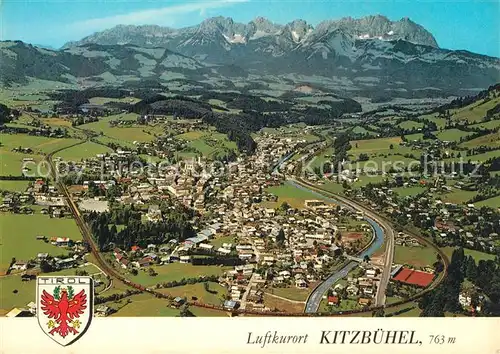 AK / Ansichtskarte Kitzbuehel_Tirol mit Schwarzsee und Kaisergebirge Fliegeraufnahme Kitzbuehel Tirol