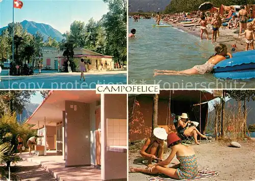 AK / Ansichtskarte Tenero_Lago_Maggiore Camping Campofelice Gaststaette Badestrand Tenero_Lago_Maggiore