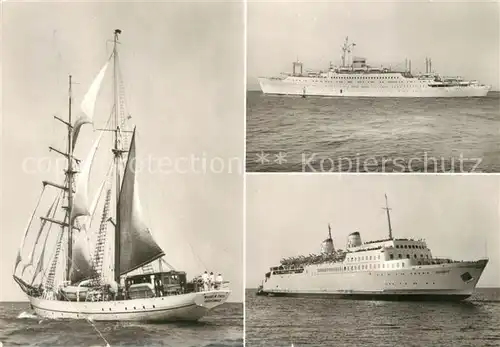 AK / Ansichtskarte Schiffe_Ships_Navires Segelschulschiff Wilhelm Pieck MS V?lkerfreundschaft F?hrschiff Sassnitz 
