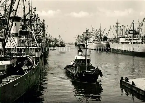 AK / Ansichtskarte Schiffe_Ships_Navires Bremen ?berseehafen Boot Rechtenfleth 