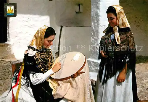 AK / Ansichtskarte Handarbeit Sticken Ibiza Isla Blanca Trachten Spanien  