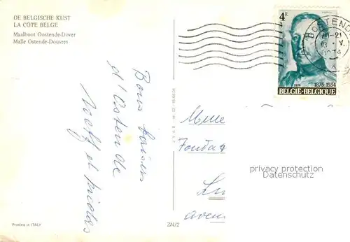 AK / Ansichtskarte Schiffe_Ships_Navires Maalboot Oostende Dover  