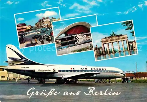 AK / Ansichtskarte Flugzeuge_Zivil Air France Caravelle Flughafen Berlin  