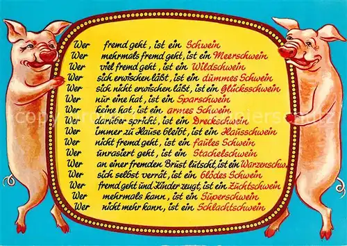 AK / Ansichtskarte Schweine Humor  