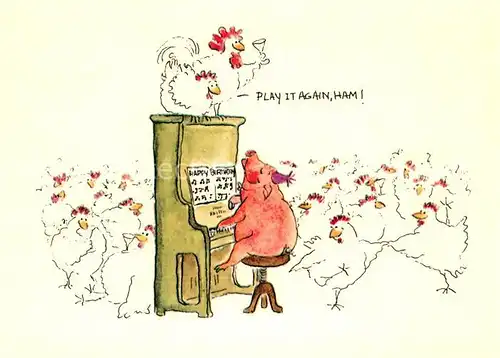 AK / Ansichtskarte Vermenschlicht Schwein H?hner Klavier Tanz 