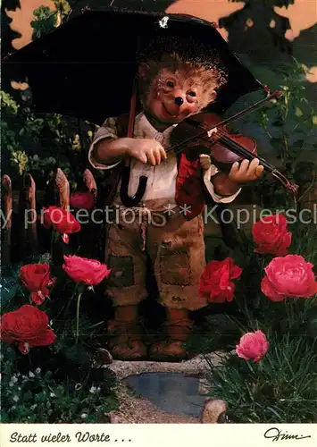 AK / Ansichtskarte Mecki_Nr. 447 Geige Regenschirm Rosen  