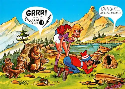 AK / Ansichtskarte Wandern Humor Comic Murmeltiere  
