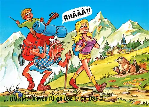 AK / Ansichtskarte Wandern Murmeltiere Humor Comic  