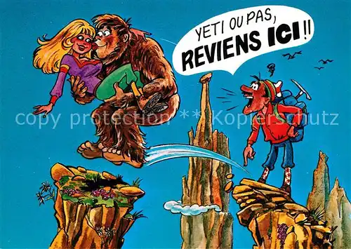 AK / Ansichtskarte Bergsteigen_Klettern Humor Comic Yeti Frau  