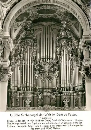 AK / Ansichtskarte Kirchenorgel Dom Passau 