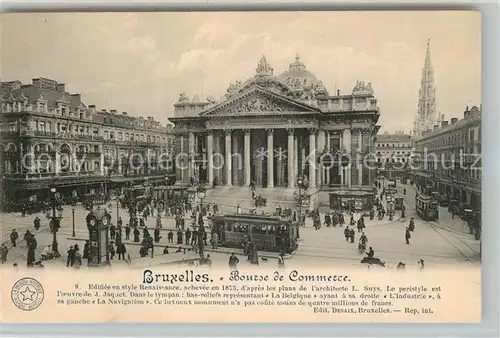 AK / Ansichtskarte Strassenbahn Bruxelles Bourse de Commerce  
