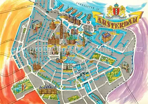 AK / Ansichtskarte Amsterdam_Niederlande Stadtplan  Amsterdam_Niederlande