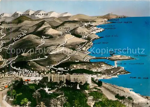AK / Ansichtskarte Nice_Alpes_Maritimes Fliegeraufnahme Panoramakarte Nice_Alpes_Maritimes