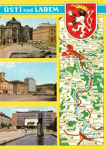 AK / Ansichtskarte Usti_nad_Labem Sehenswuerdigkeiten Stadtplan Usti_nad_Labem