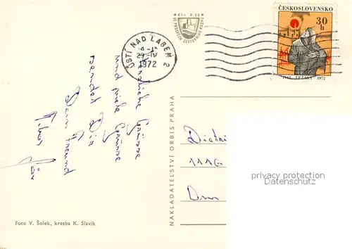 AK / Ansichtskarte Usti_nad_Labem Sehenswuerdigkeiten Stadtplan Usti_nad_Labem