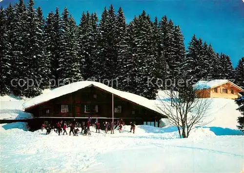 AK / Ansichtskarte Braunwald_GL Berghaus Hahnenbuehl Berghaus Wettstein Winter Braunwald GL