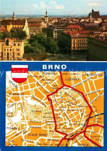 AK / Ansichtskarte Brno_Bruenn Stadtpanorama Stadtplan Brno_Bruenn