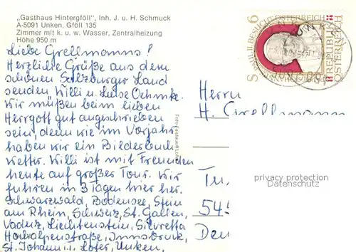 AK / Ansichtskarte Unken Gasthaus Hintergfoell Unken