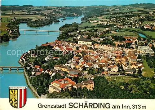 AK / Ansichtskarte Schaerding Kur  und Grenzstadt am Inn Fliegeraufnahme Schaerding