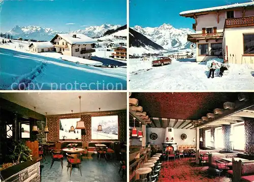 AK / Ansichtskarte Werfenweng Cafe Pension Hochthron Gastraum Winterlandschaft Alpen Werfenweng