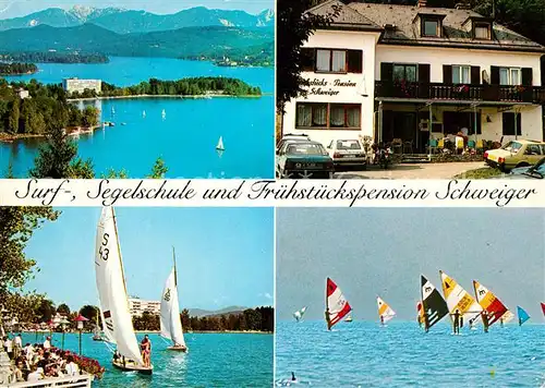 AK / Ansichtskarte Poertschach_Woerthersee Surfschule Segelschule Gaestehaus Pension Alpenpanorama Poertschach Woerthersee