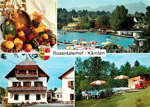 AK / Ansichtskarte Muehlbach_Rosental Pension Rosentalerhof Swimming Pool Woerthersee Obstschalen Alpen Muehlbach Rosental