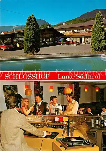 AK / Ansichtskarte Lana_Meran Gasthof Restaurant Schlosshof Swimming Pool Lana_Meran