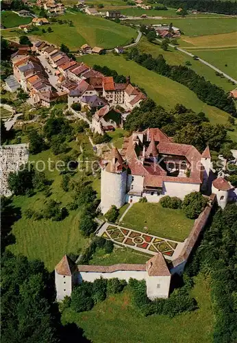 AK / Ansichtskarte Gruyeres_FR Stadt und Schloss Ville et chateau vue aerienne Gruyeres FR
