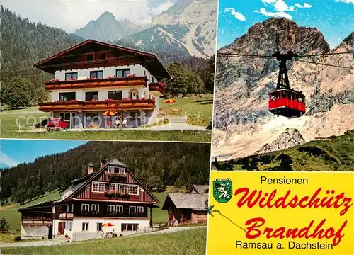 AK / Ansichtskarte Ramsau_Dachstein_Steiermark Pensionen Wildschuetz und Brandhof Bergbahn Dachsteingebirge Ramsau_Dachstein