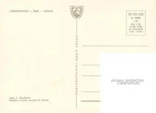 AK / Ansichtskarte Horazdovice Landkarte von Horazdovice ueber Rabi bis Susice Horazdovice