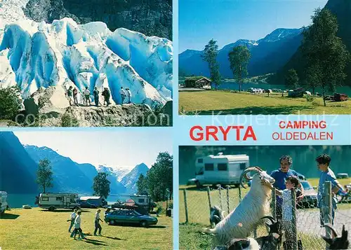 AK / Ansichtskarte Olden_Nordfjord Gryta Camping  Landschaftspanorama Berge Gletscher Olden Nordfjord