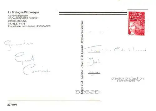 AK / Ansichtskarte Lesconil_Plobannalec Camping des Dunes Collection La Bretagne Pittoresque vue aerienne 