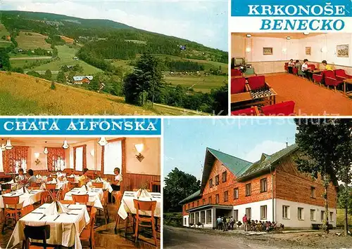 AK / Ansichtskarte Benecko_Semily Chata Alfonska Berghaus Restaurant Landschaftspanorama Riesengebirge Benecko Semily