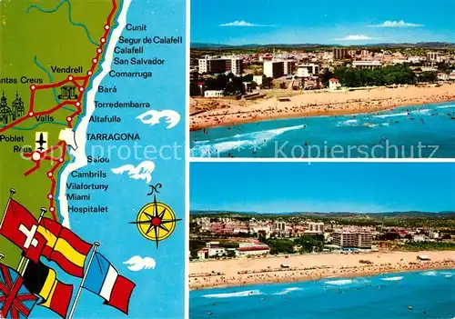 AK / Ansichtskarte Torredembarra Vistas aereas Mapa Costa Dorada Tarragona Torredembarra
