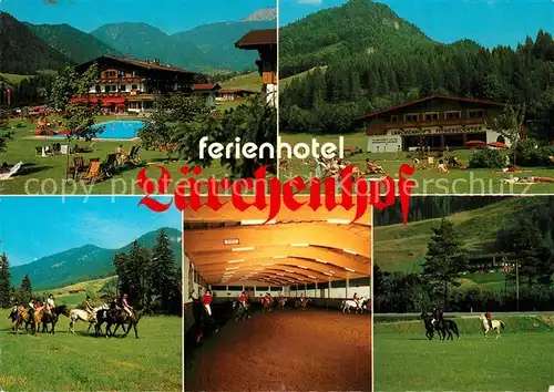 AK / Ansichtskarte Erpfendorf Ferienhotel Laerchenhof Swimming Pool Liegewiese Pferdesport Ausreiten Erpfendorf