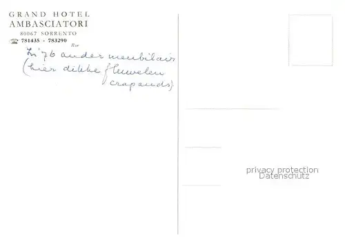 AK / Ansichtskarte Sorrento_Campania Grand Hotel Ambasciatori Rezeption Sorrento Campania