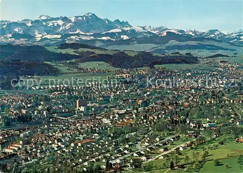 AK / Ansichtskarte St_Gallen_SG Panorama Blick zum Saentis Appenzeller Alpen Fliegeraufnahme St_Gallen_SG