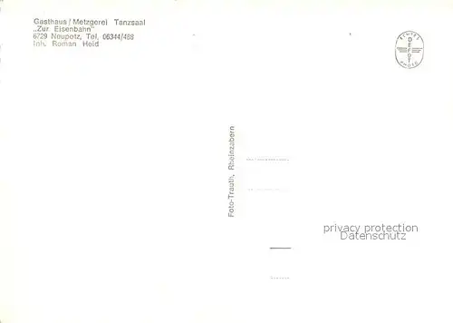 AK / Ansichtskarte Neupotz Gasthaus zur Eisenbahn Gastraeume Neupotz