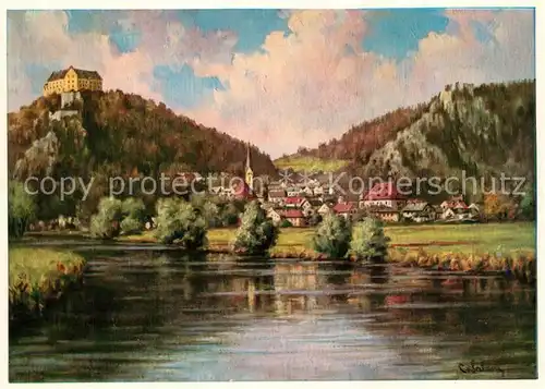 AK / Ansichtskarte Riedenburg_Altmuehltal Partie an der Altmuehl mit Schloss Riedenburg Altmuehltal