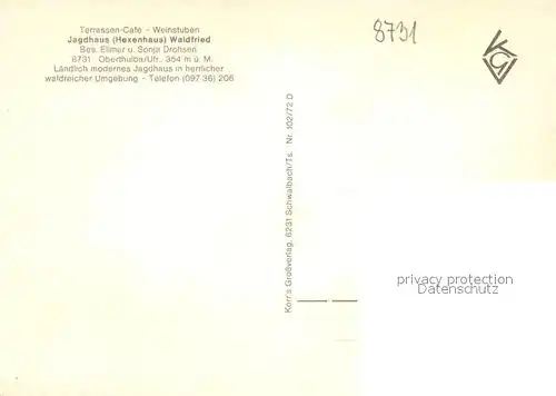 AK / Ansichtskarte Oberthulba Jagdhaus Hexenhaus Waldfried Oberthulba